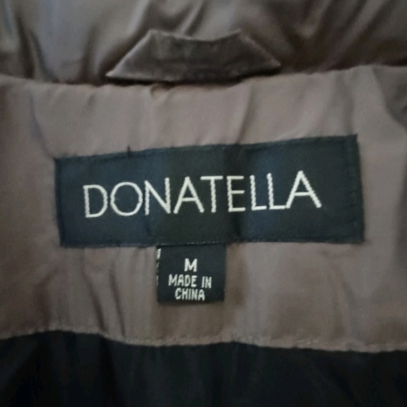 Donatella Women's Down Puffer Coat Size M Brown Bronze Full Zip Pockets Quilted - Picture 4 of 14